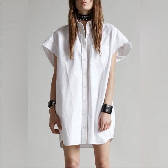 R13 Oversized Sleeveless Oxford Shirt White